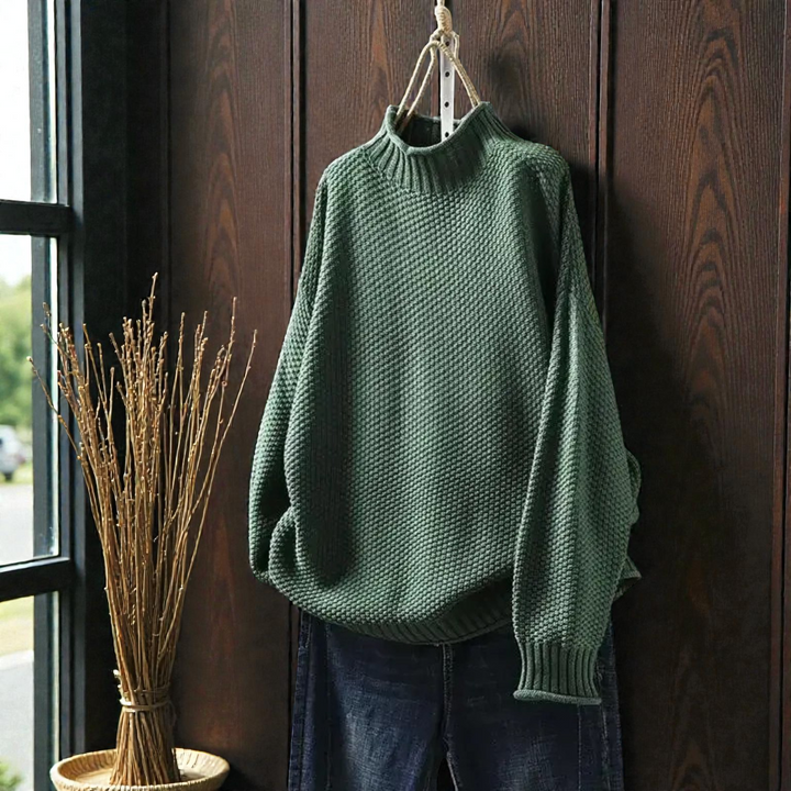 Maglione a collo alto donna in tessuto a coste, un capo versatile per un look sofisticato o un outfit casual invernale.