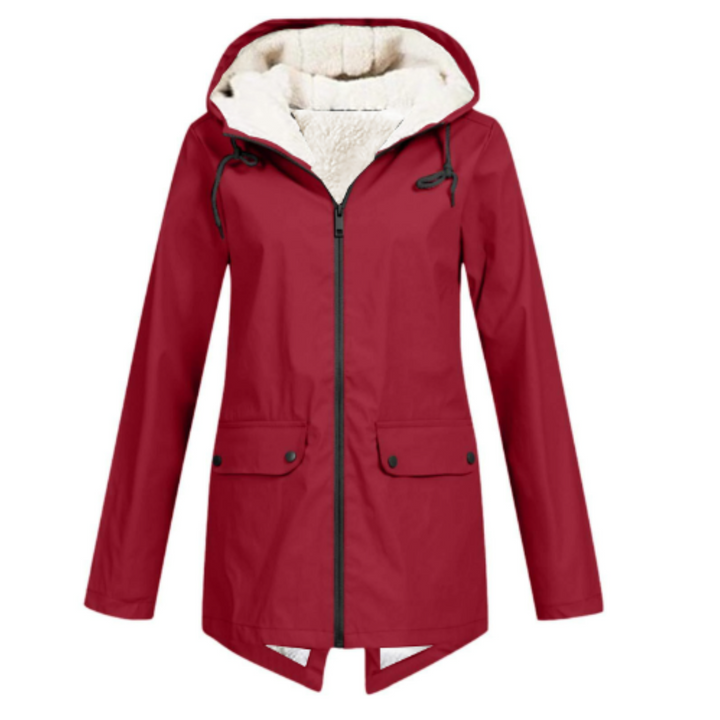 Giacca invernale lunga da donna, parka caldo in pile con cappuccio, ideale per affrontare il freddo.