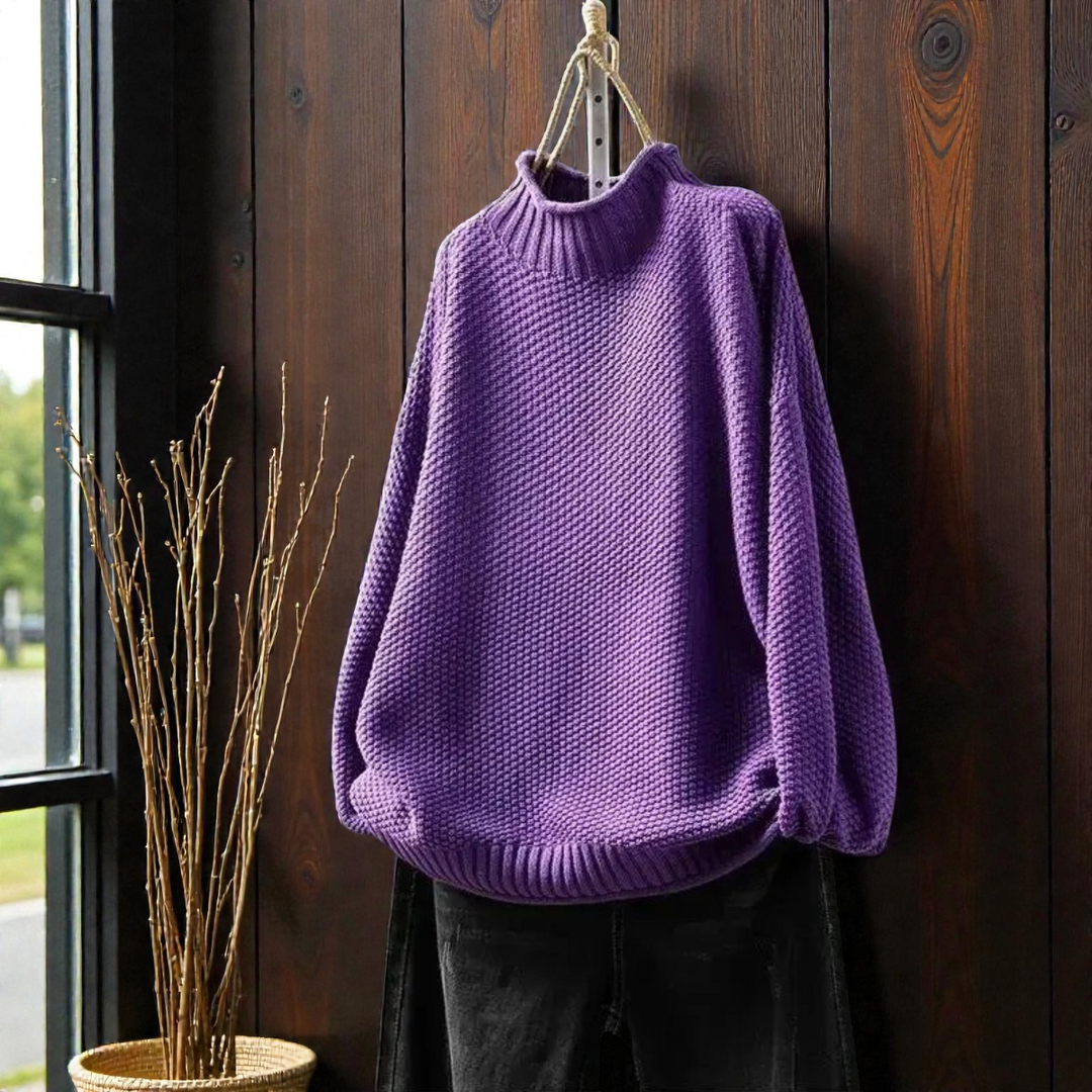 Maglione elegante a collo alto da donna, a coste, disponibile in vari colori per un comfort caldo e uno stile unico.