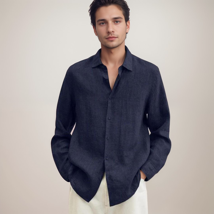 Camicia uomo maniche lunghe, stile classico e casual, versatile per abbigliamento moda uomo.