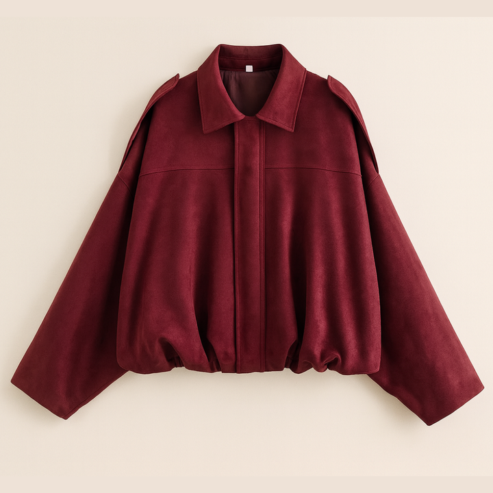 Elegante bomber donna corto oversize con zip, giacca invernale perfetta per un look casual chic.