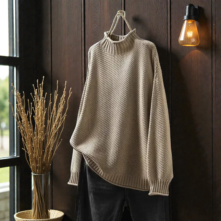 Maglione donna a collo alto, in morbide coste, ideale per il caldo comfort invernale e un look sofisticato.