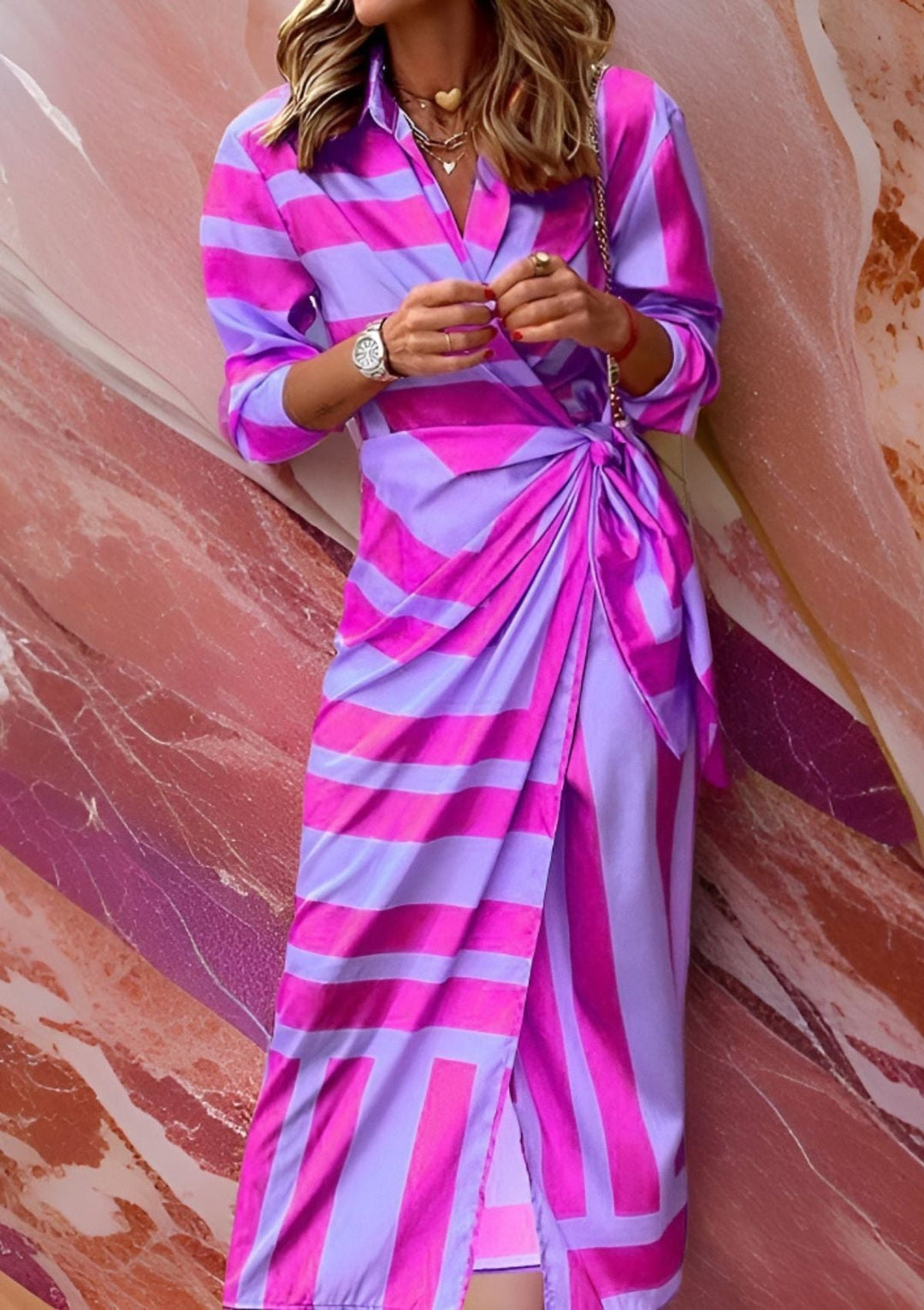 Abito midi donna, vestito camicia stampato con un tocco di eleganza per il tuo look.