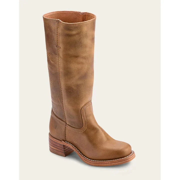 Eleganti stivali cowboy marroni in pelle per donna, tacco blocco comodo. Perfetti per un look autunnale.