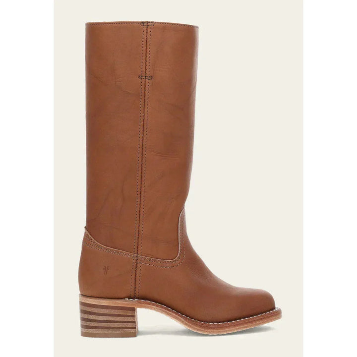Stivali in pelle marrone per donna, alti, stile western. Comodi e alla moda per l'autunno, con tacco blocco.