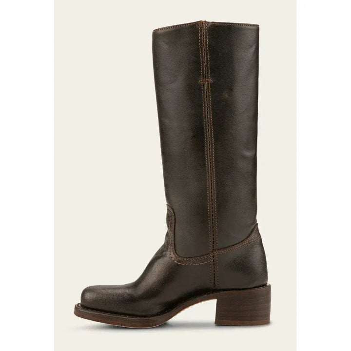Stivali da donna neri, alti al ginocchio, con tacco blocco. Stile cowboy in pelle, per un look trendy.