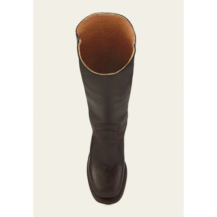 Stivali eleganti da donna, marroni, alti. Stile cowboy con punta quadrata, ideali per il look invernale.