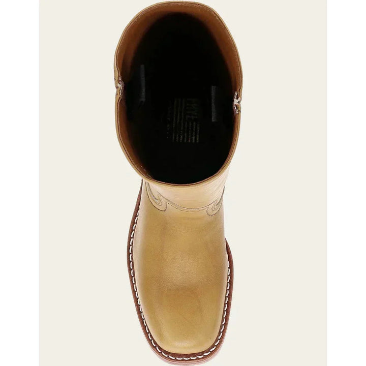 Stivali da donna neri, alti, in pelle, con stile cowboy e tacco blocco. Ideali per il comfort e la moda.