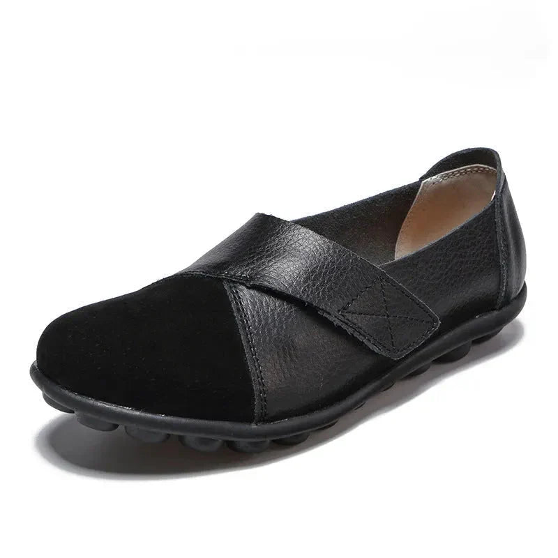 Scarpe ortopediche donna, mocassini in pelle senza lacci con supporto ergonomico per il piede.