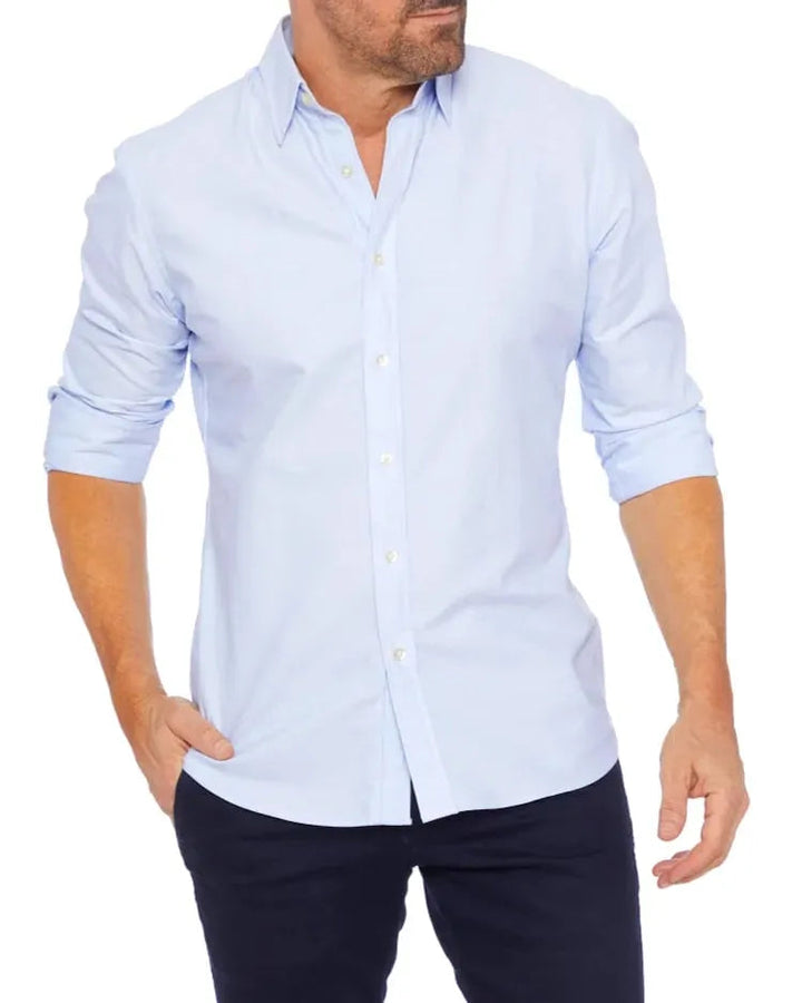 Camicia uomo classica con bottoni e colletto, ideale per look formali e informali con stile.