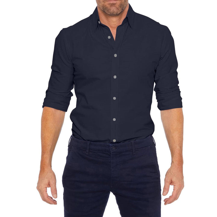 Camicia elegante uomo a maniche lunghe, design raffinato, un must-have per l'ufficio o eventi.