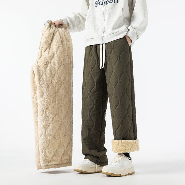 Pantaloni larghi da uomo, trapuntati per il massimo calore e comfort in inverno.