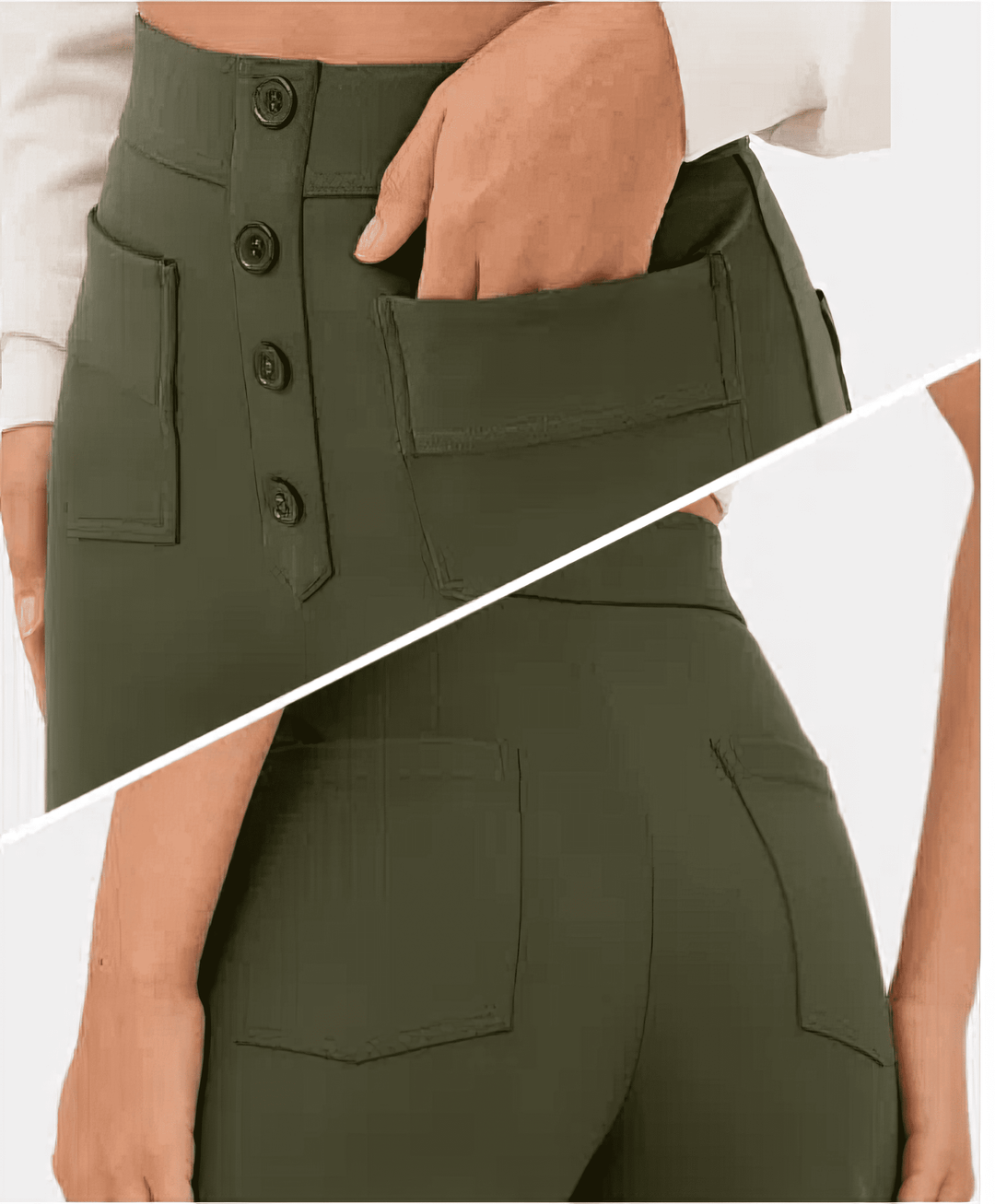 Pantaloni donna vita alta casual, versatili per tempo libero. Massima comodità, stile primaverile/estivo.