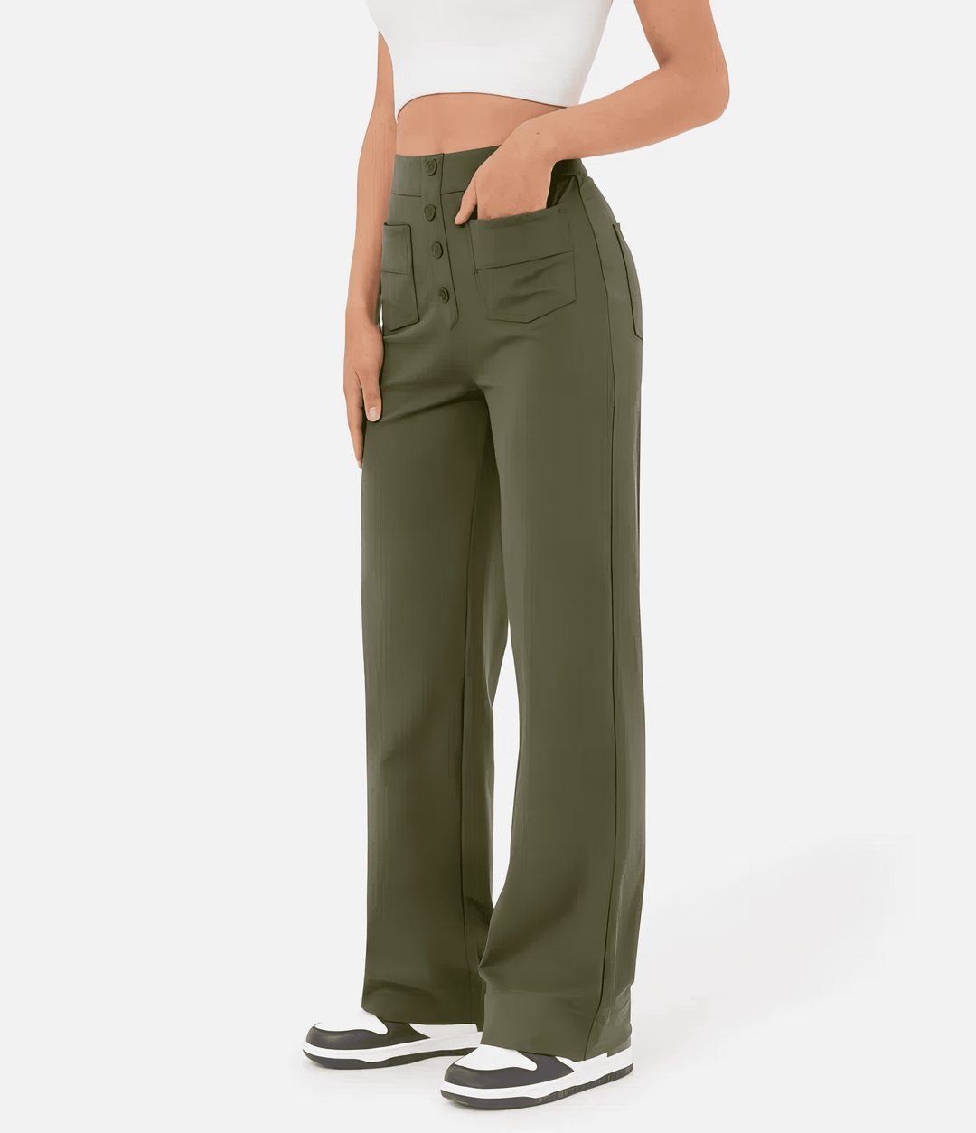 Pantaloni eleganti a vita alta per donna, con un comfort eccezionale. Moda femminile versatile per ogni occasione.