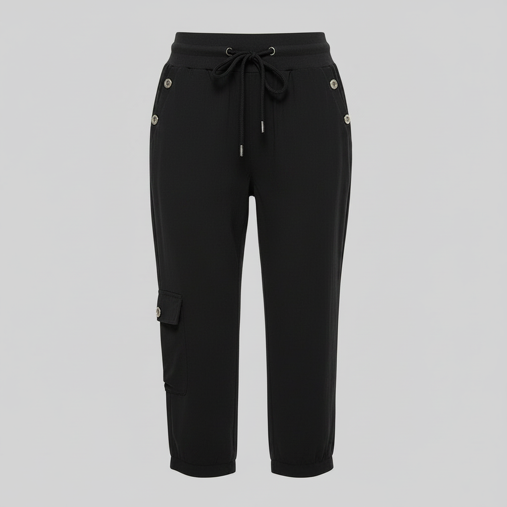 Moda donna: pantaloni cargo casual confortevoli con coulisse, ideali per un look pratico e di tendenza.