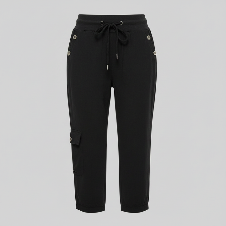 Moda donna: pantaloni cargo casual confortevoli con coulisse, ideali per un look pratico e di tendenza.