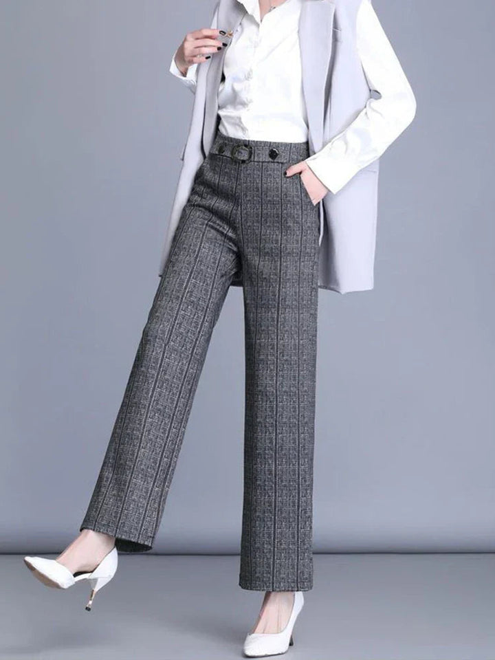 Pantaloni eleganti donna vita alta, con gamba larga per massimo comfort e un tocco di raffinatezza alla moda.