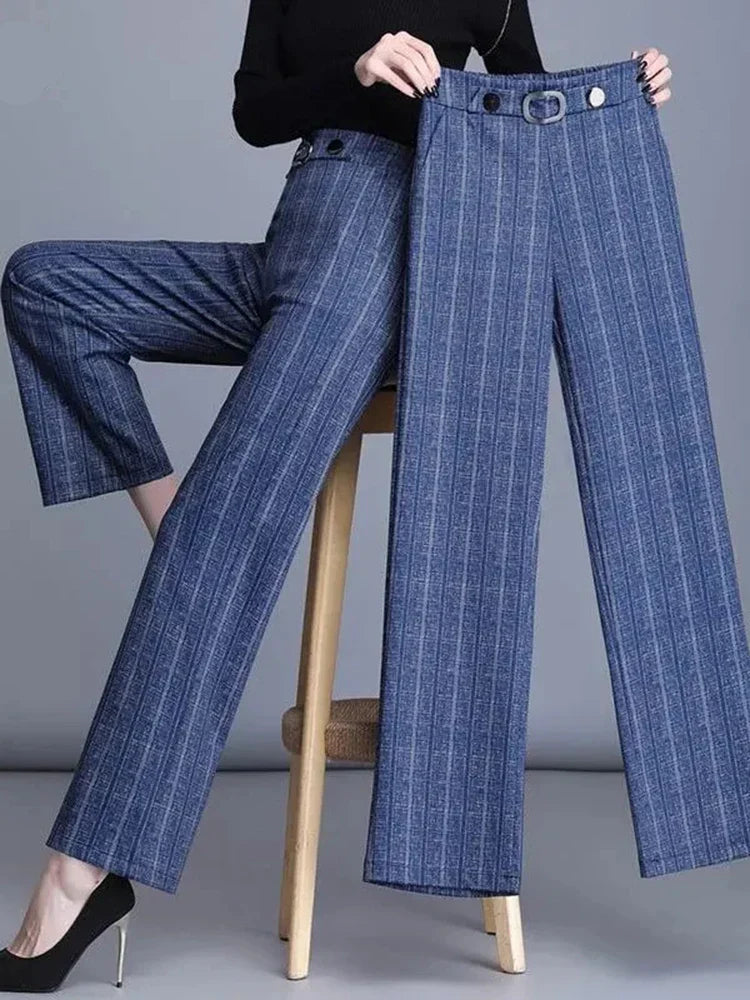 Pantaloni larghi donna a vita alta, eleganti e confortevoli, perfetti per look sofisticati o casual.