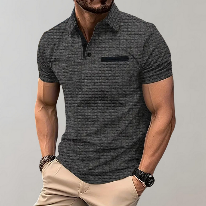 Maglietta polo uomo elegante e casual, ideale per abbigliamento maschile estivo traspirante e confortevole.