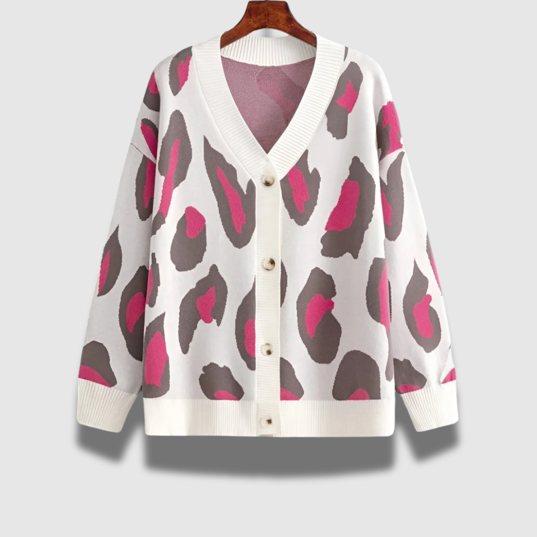 Elegante cardigan donna oversize in maglieria, scollo a V. Stile versatile per look casual chic.