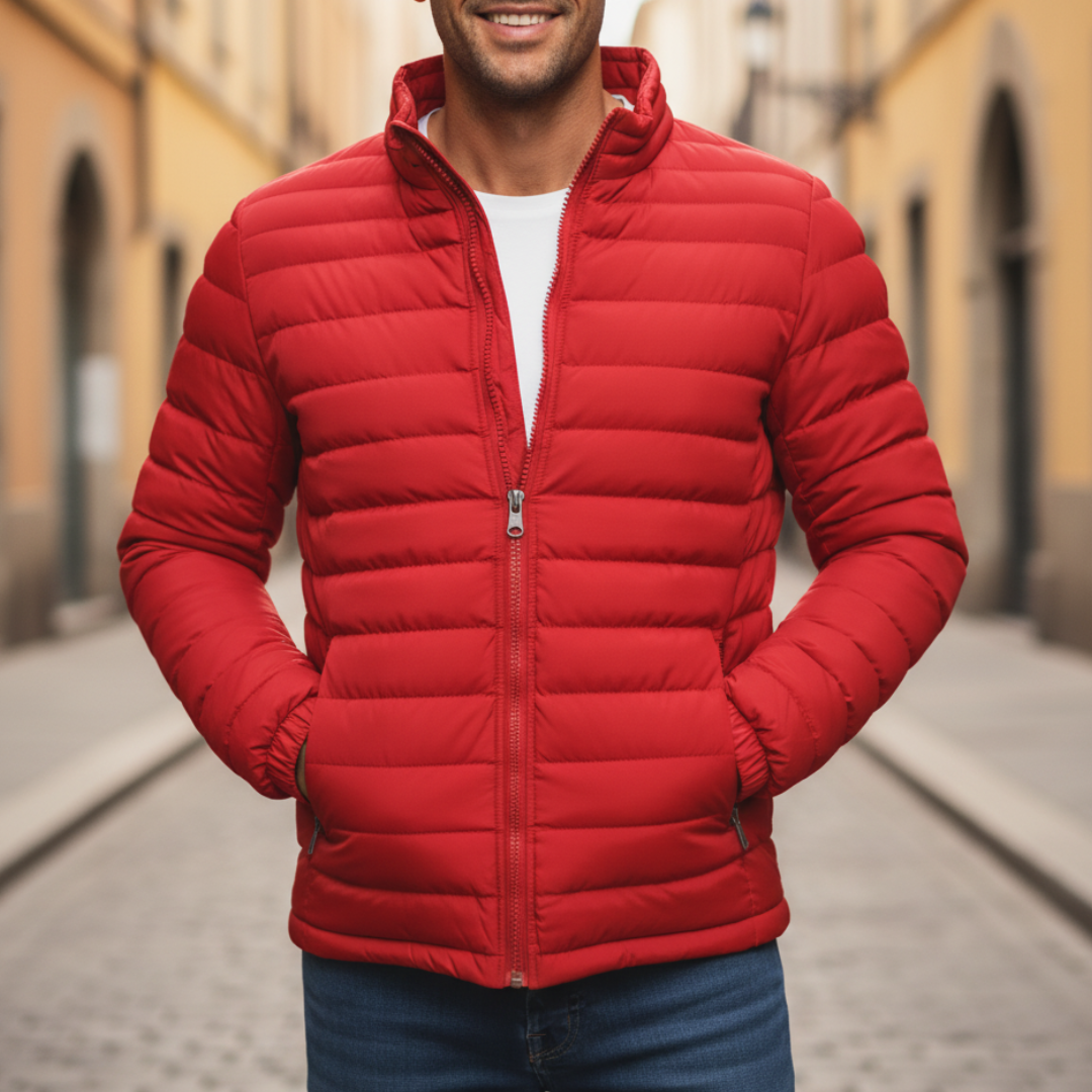Piumino caldo uomo in stile casual elegante, giacca invernale versatile per un look sportivo e alla moda.