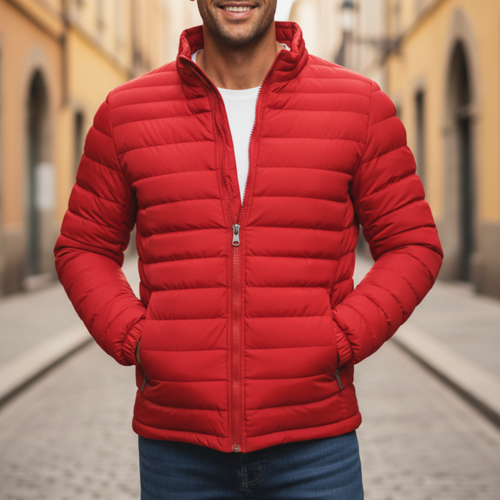 Piumino caldo uomo in stile casual elegante, giacca invernale versatile per un look sportivo e alla moda.