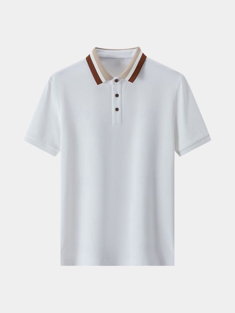 Polo uomo distintiva con colletto a contrasto, per un look smart-casual raffinato. Moda uomo attuale.