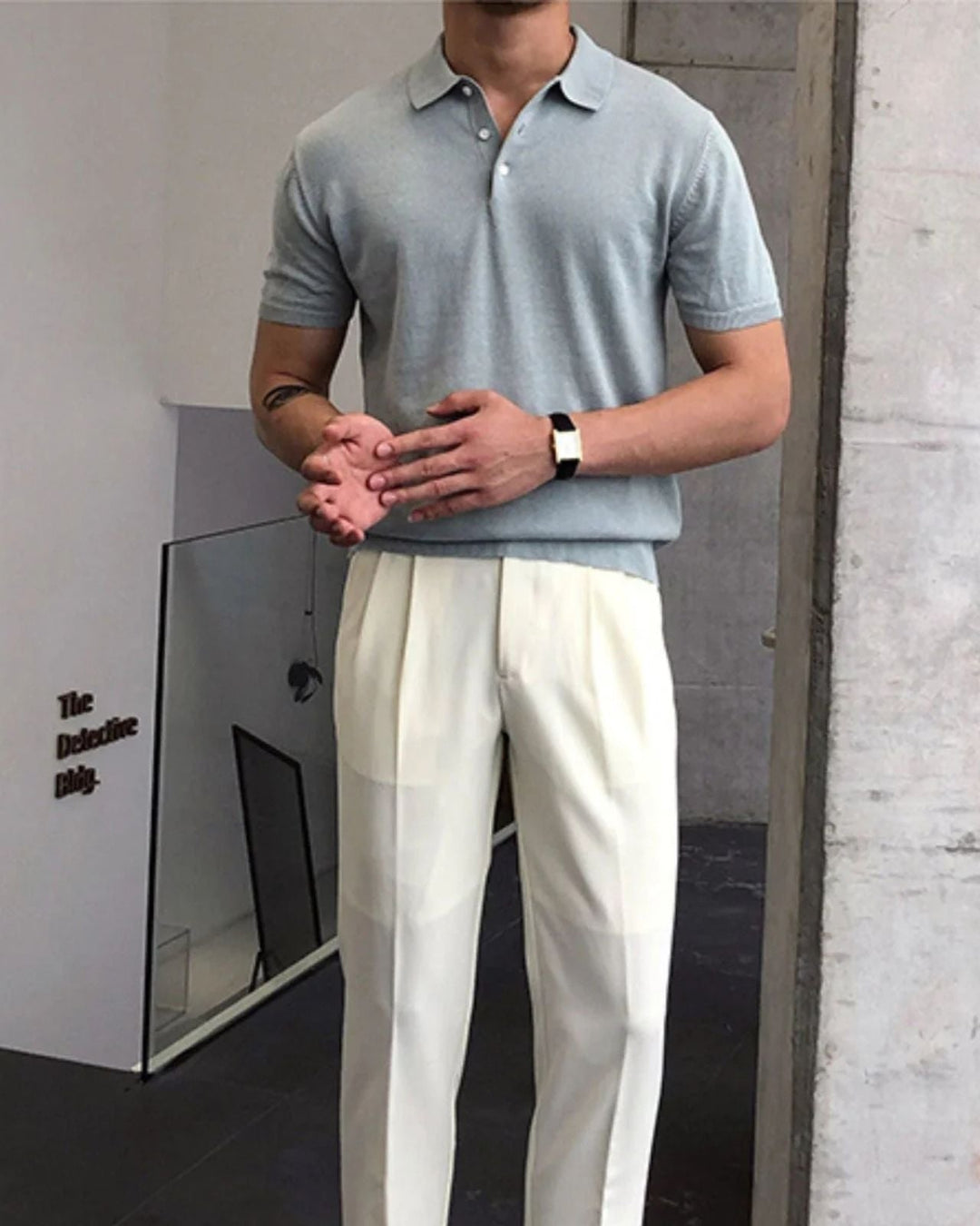 Polo elegante uomo, taglio slim, perfetta per outfit estivi casual o smart-casual, moda uomo.