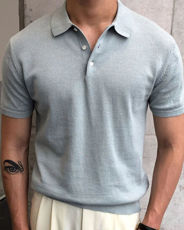 Polo uomo elegante slim fit, perfetta per stile casual-chic primavera/estate, comfort versatile.