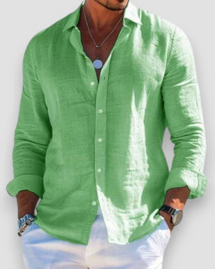 Polo elegante uomo a maniche lunghe, perfetta per business casual e moda maschile, disponibili in molti colori.