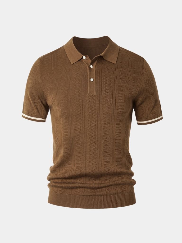 Polo classica uomo con texture a rilievo, comfort elevato per look smart casual o quotidiani.