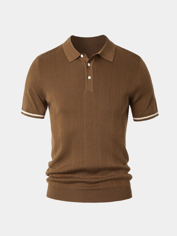 Polo classica uomo con texture a rilievo, comfort elevato per look smart casual o quotidiani.