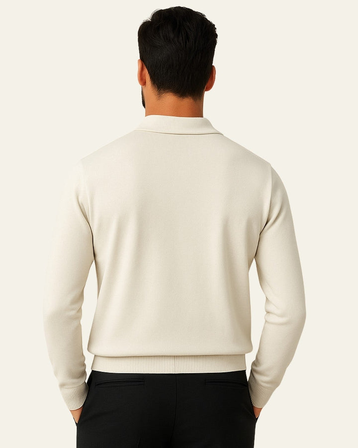 Polo uomo maniche lunghe, design versatile. Colletto classico per look raffinati in autunno inverno.