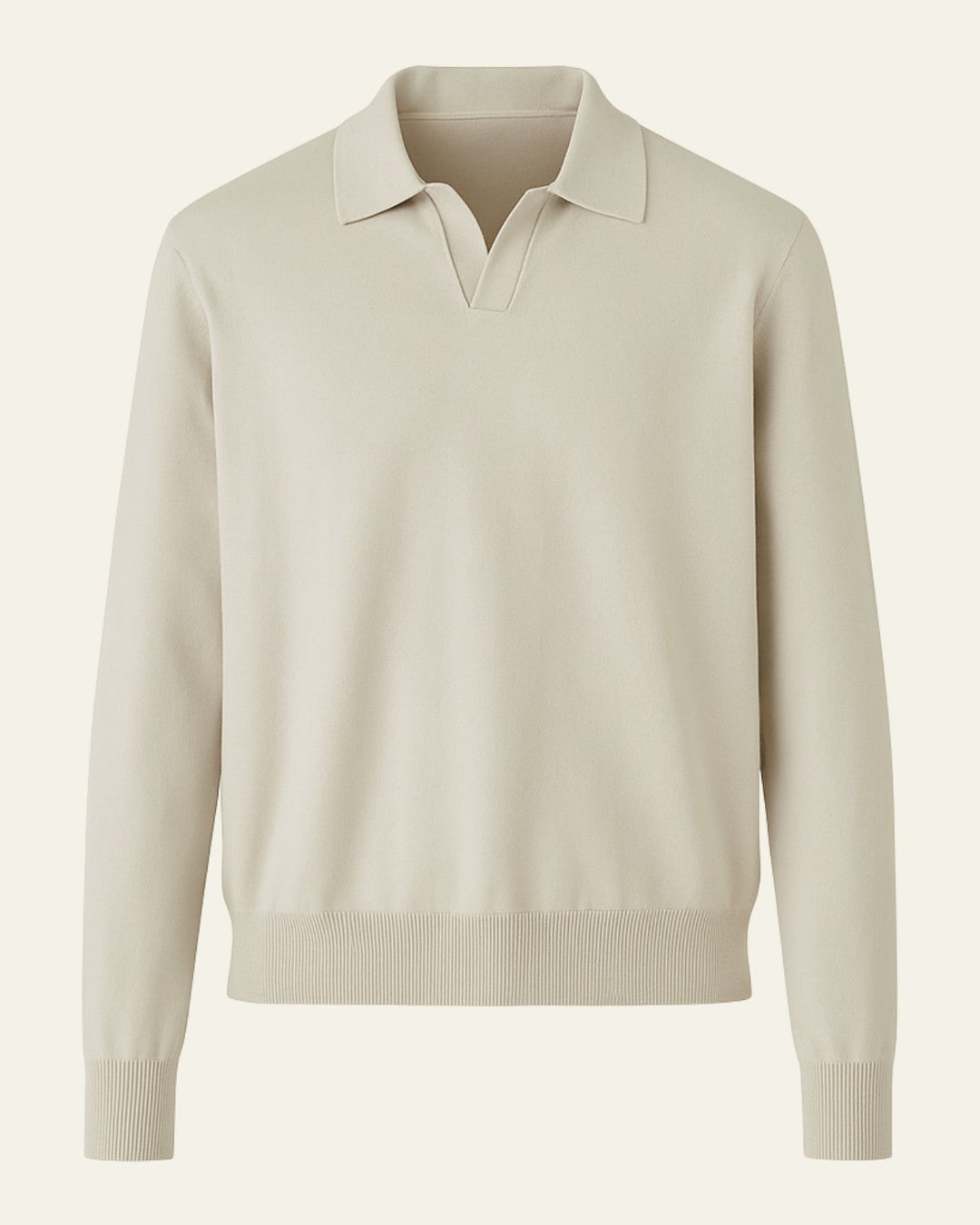 Polo uomo a maniche lunghe in cotone premium, colletto classico. Stile raffinato e comfort quotidiano versatile.