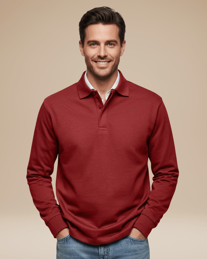 Polo uomo versatile a maniche lunghe, ideale per outfit casual ed eleganti.