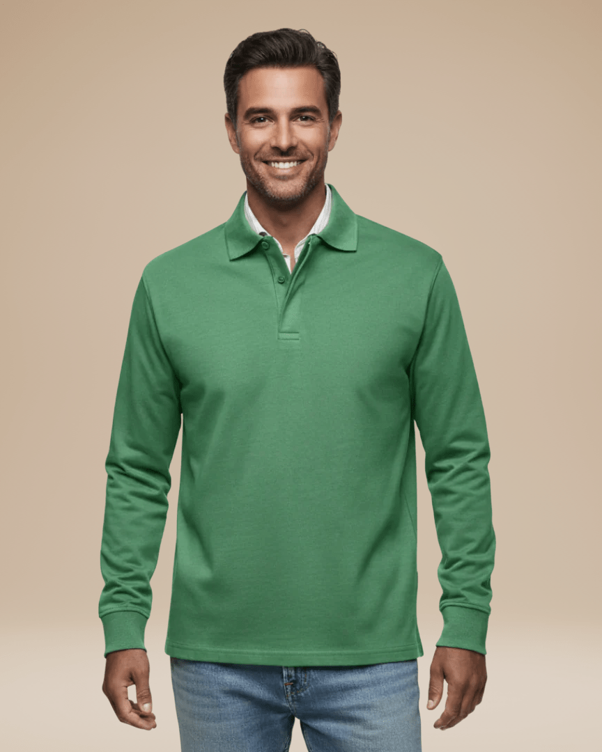 Confortevole polo uomo a maniche lunghe, un capo essenziale per il tuo stile.
