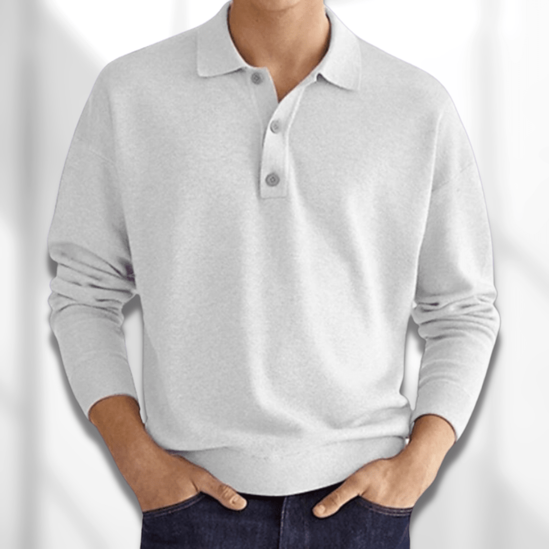 Polo a maniche lunghe bianca da uomo, perfetta per un look elegante o casual e massimo comfort.