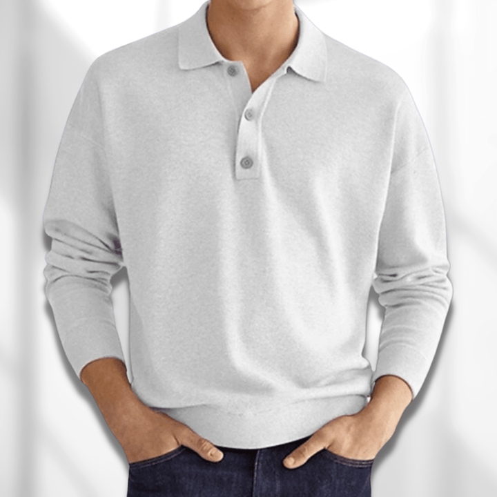 Polo a maniche lunghe bianca da uomo, perfetta per un look elegante o casual e massimo comfort.