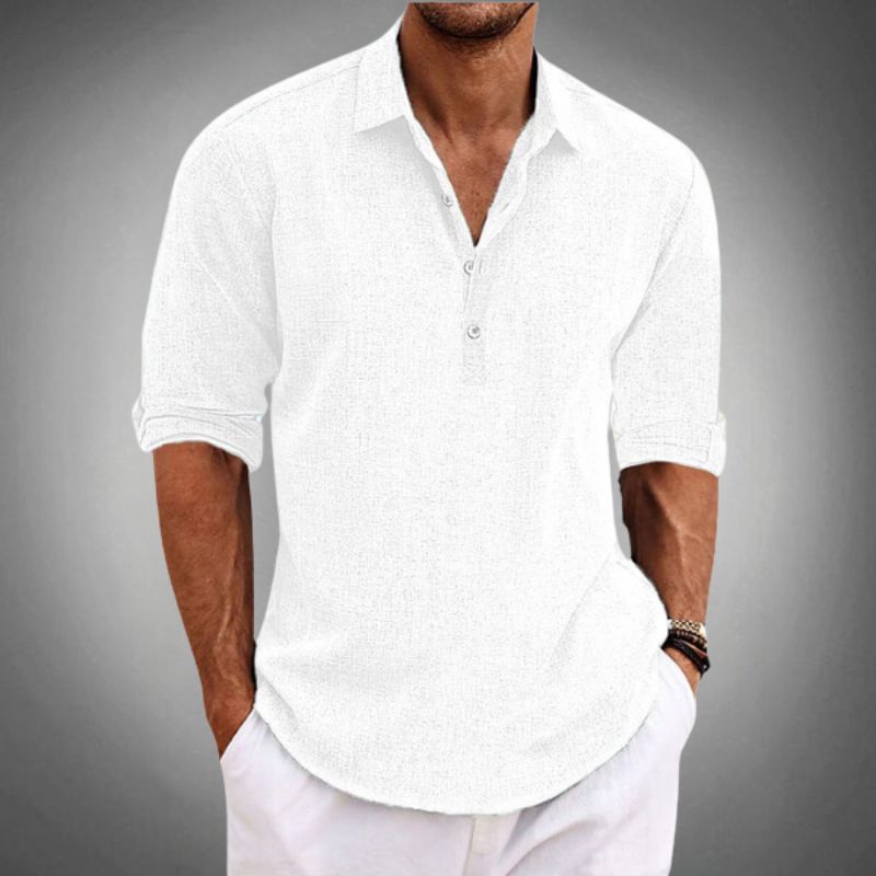 Polo uomo a maniche lunghe, con colletto a bottoni. Un capo versatile per la moda maschile, ideale per eleganza casual.