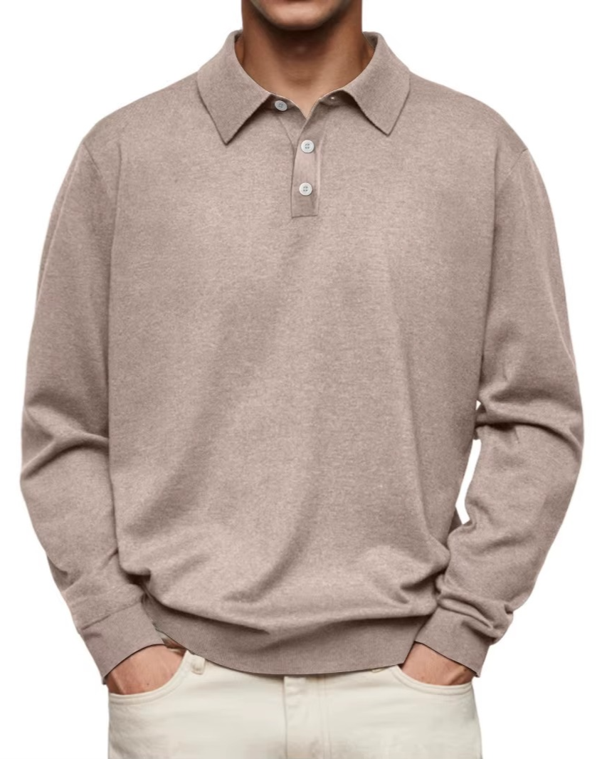Polo uomo manica lunga, maglia comoda e chic. Ideale per un outfit casual quotidiano con un tocco di eleganza.