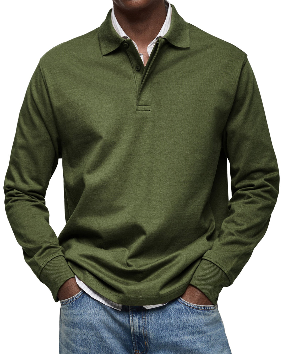 Polo uomo maniche lunghe grigio, per un look contemporaneo e confortevole. Adatta a outfit business casual.