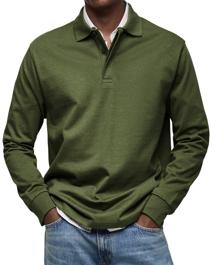 Polo uomo maniche lunghe grigio, per un look contemporaneo e confortevole. Adatta a outfit business casual.