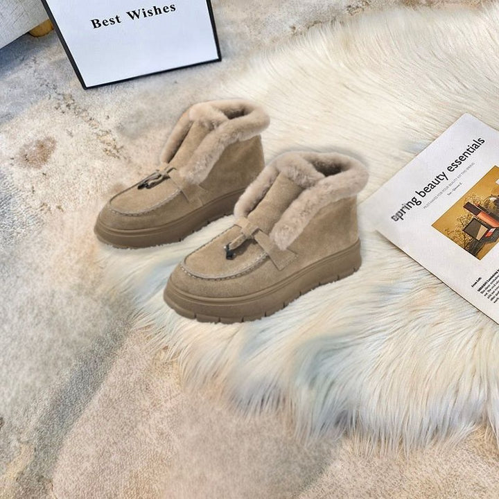 Stivaletti invernali da donna grigi, scarpe comode ed eleganti ideali per la moda quotidiana e il comfort.