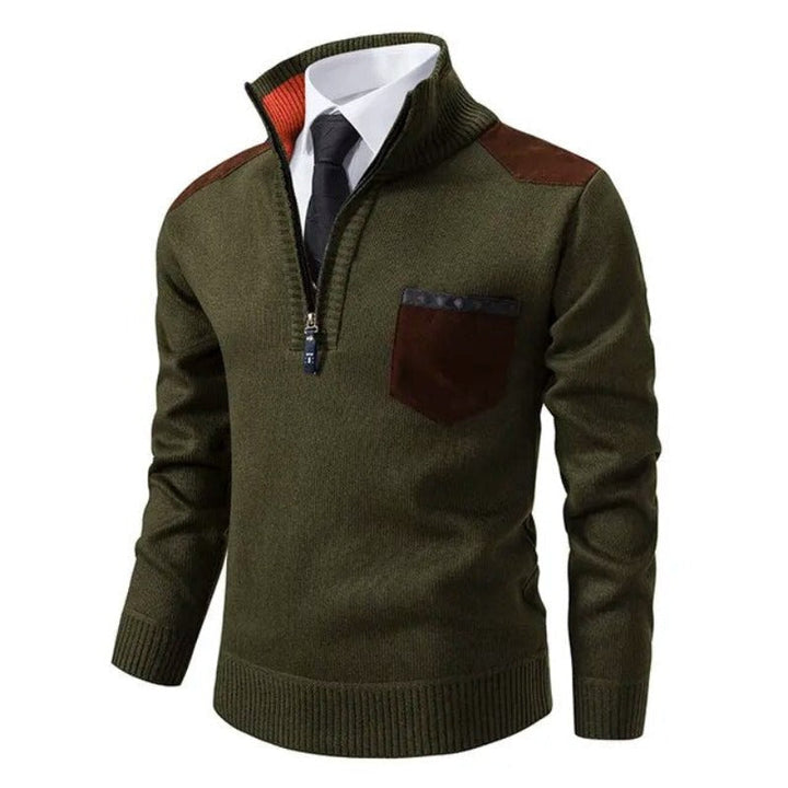 Pullover autunnale da uomo, caldo e confortevole. Maglione con mezza zip, ideale per un look casual ed elegante.