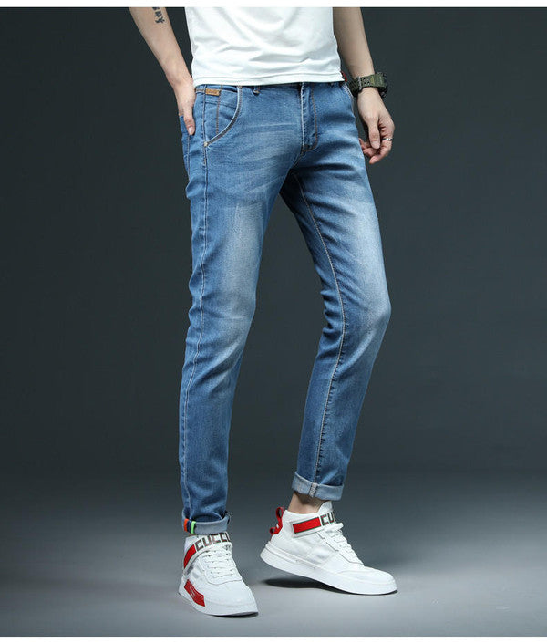 Jeans dritti da uomo taglie grandi, vestibilità regolare, chiusura a bottoni, comfort per stile casual.