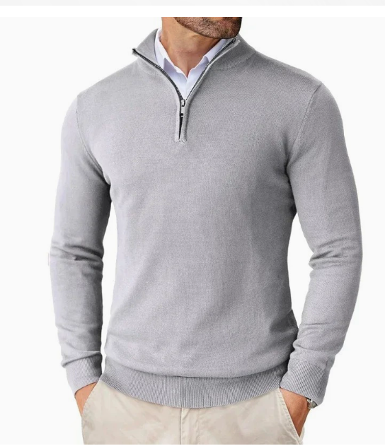 Maglione uomo elegante-sportivo con zip a un quarto, perfetto per look casual e versatile.