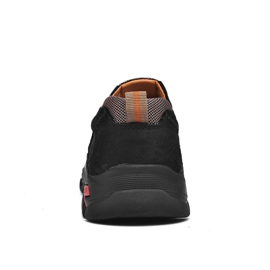 Scarpe da uomo nere, slip-on, con suola ammortizzata per alleviare la pressione, antiscivolo.