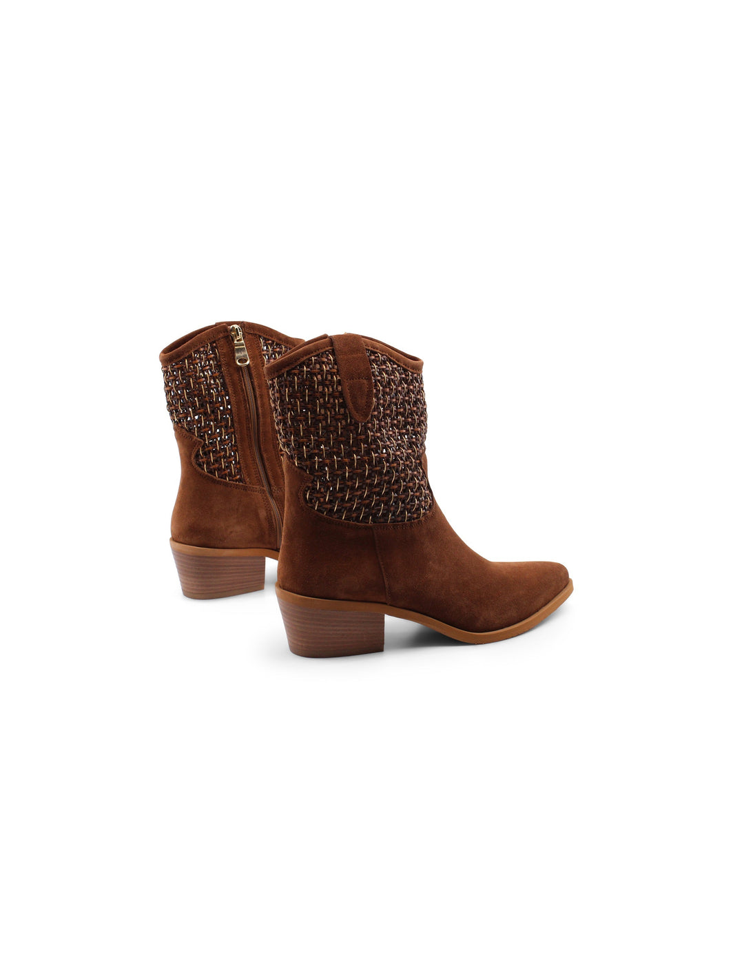 Stivaletti texani donna marroni intrecciati, un tocco di eleganza per l'autunno/inverno.