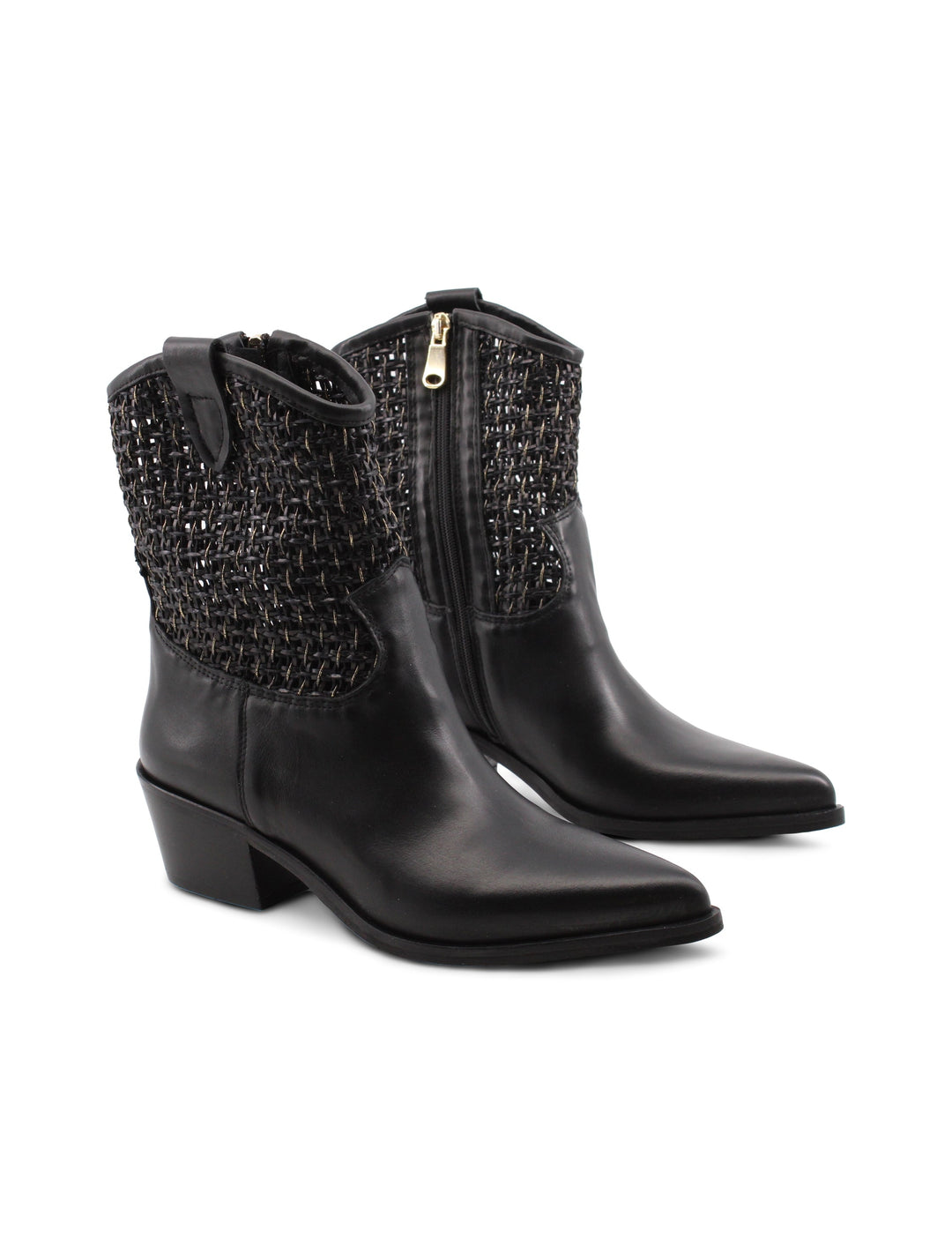 Stivaletti texani donna neri in pelle con tacco 5 cm. Design elegante e moderno per un look di tendenza.