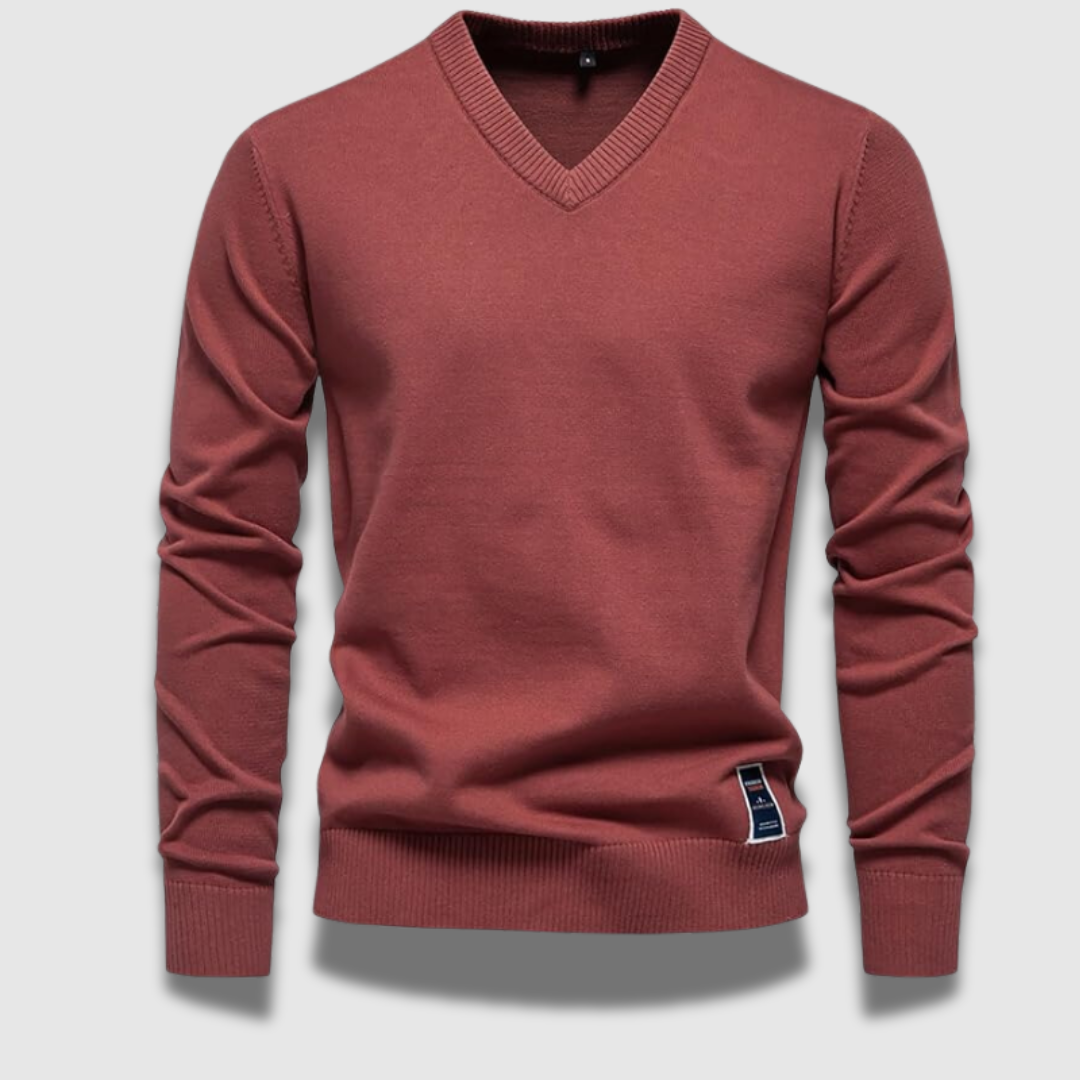 Maglione uomo scollo a V, ideale per l'ufficio o serate casual. Offre calore e un look raffinato.